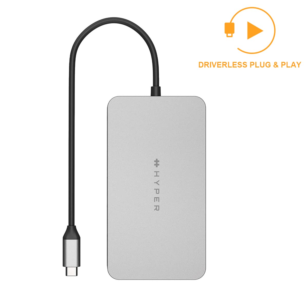 Hyper Drive Dual 4K HDMI 10 en 1 USB C Hub para MacBook, Windows Laptop, Chromebooks con puertos tipo C. Soporta 2 monitores extendidos en MacBooks M1 con HyperDisplay
