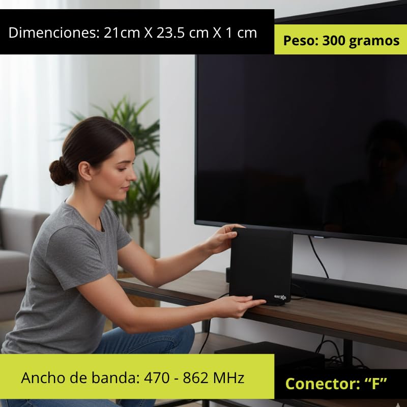 GECKO ELECTRONICS Antena Interior HDTV con Amplificador De Señal / 4k/ 1080p