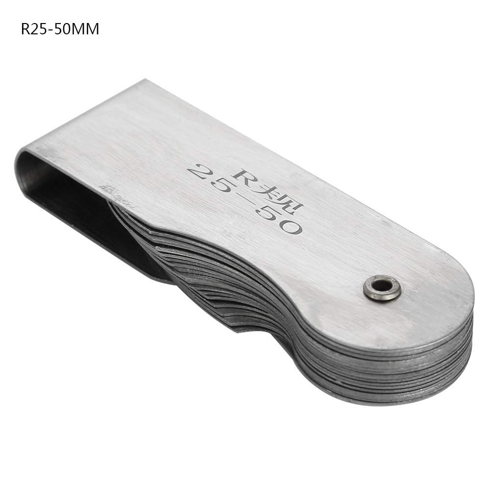 Calibre de radio, R0.3-1.5/R1-6.5/R7-14.5/R15-25//R25-50/R52-100MM Calibre de redondeo de radio de acero inoxidable(R25-50MM)