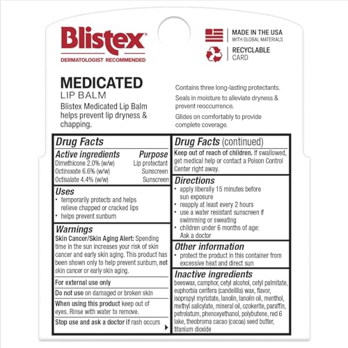 Blistex Medicated Lip Balm SPF 15, 3 Count