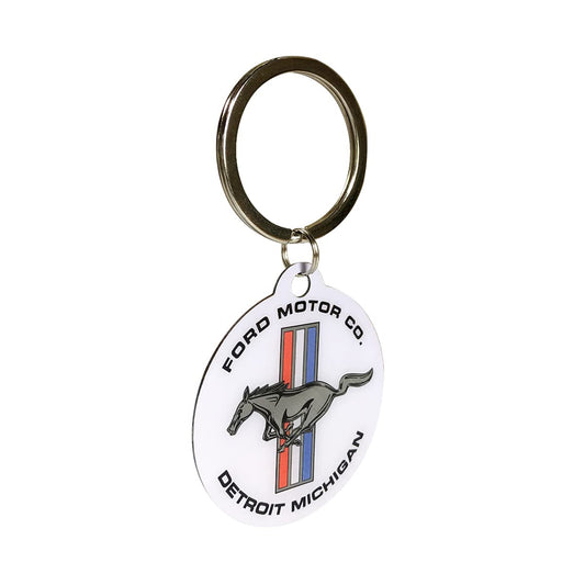 Nostalgic-Art Llavero retro, Ø 4 cm, Ford Mustang – Horse & Stripes Logo – Idea de regalo para fans de Ford, de metal, diseño vintage