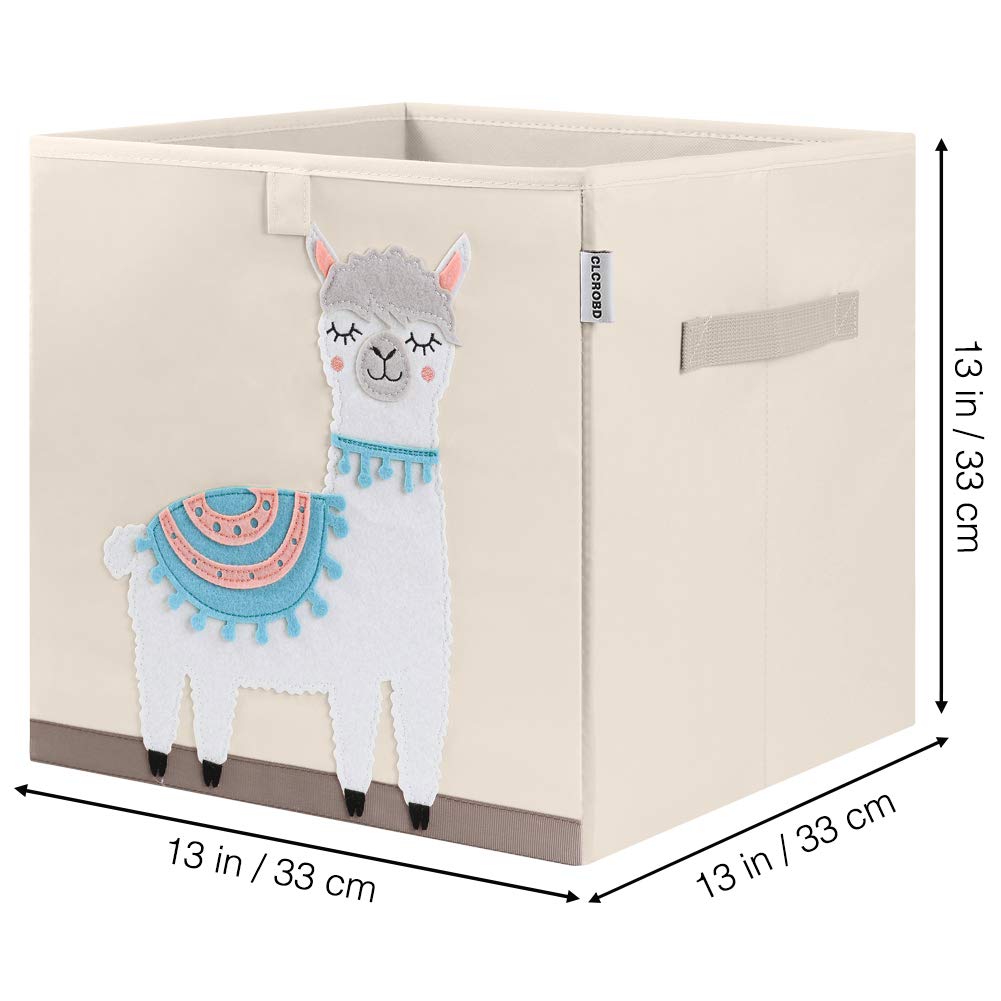 CLCROBD - Contenedores plegables de almacenamiento de cubos de animales, caja de juguetes de tela, pecho/organizador para guardería de niños, 13 pulgadas (Llama)