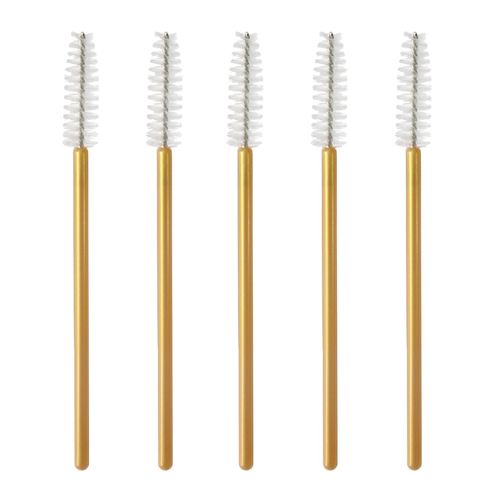 300 piezas desechables para rímel de pestañas, extensiones de pestañas, varita de pestañas, herramienta aplicadora de maquillaje, dorado/blanco