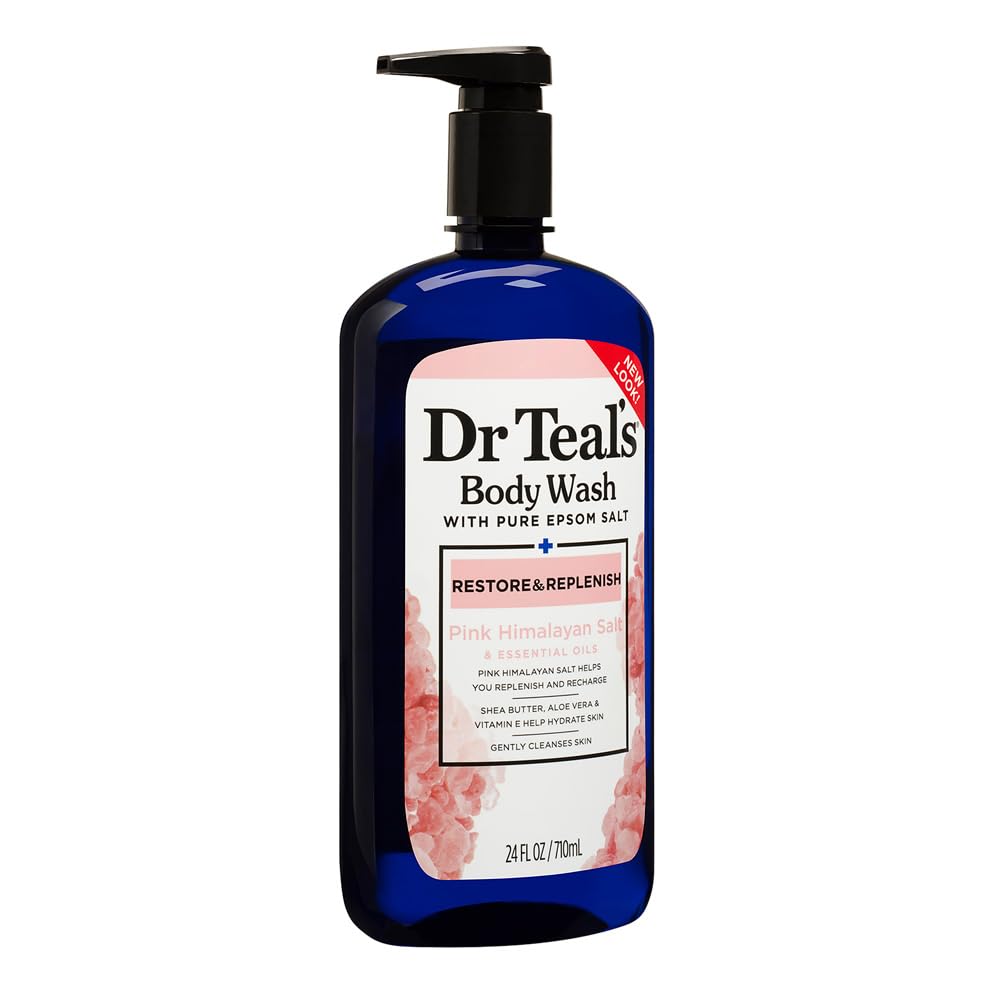Dr. Teal's Pink Himalayan Body Wash, Restore and Replenish with Pure Epsom Salt Essential Oils, 24 Fl Oz, Dr Teal's, SKIN_CLEANING_AGENT, Gel, 1 Unidades