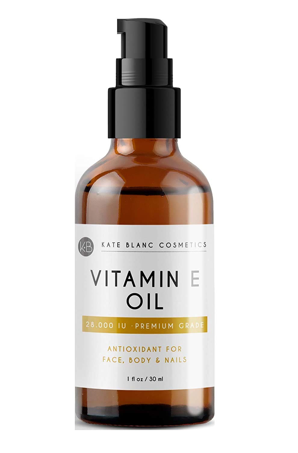 Kate Blanc Cosmetics Aceite de Vitamina E 30 ml - Antioxidante - Hidratante - Piel Suave - Hecho en USA