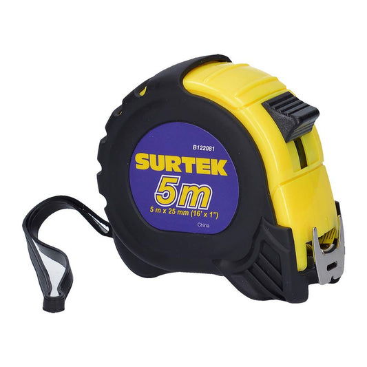 Flexómetro Surtek Amarillo con Carcasa Anti-impacto 5 m