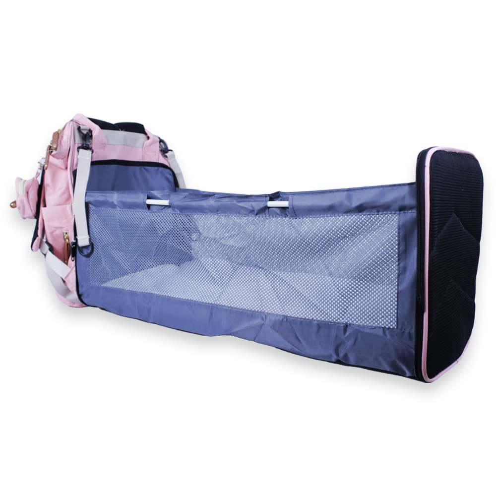 Mochila Pañalera con estación de cambio para pañales, Gran Capacidad con Múltiples Compartimentos, Bolsa Multifuncional - Rosa