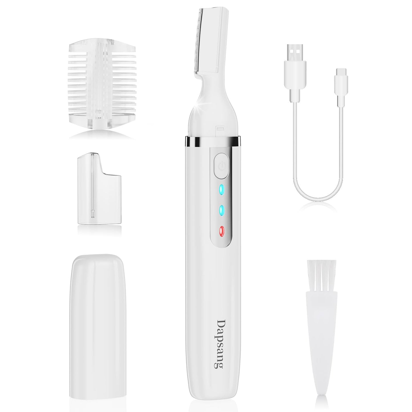 Cortadora de cejas, maquinilla de afeitar eléctrica de cejas para mujeres y hombres, recargable luz LED indolora, removedor de vello facial con cuchilla de repuesto para cara, labios, cuello, piernas