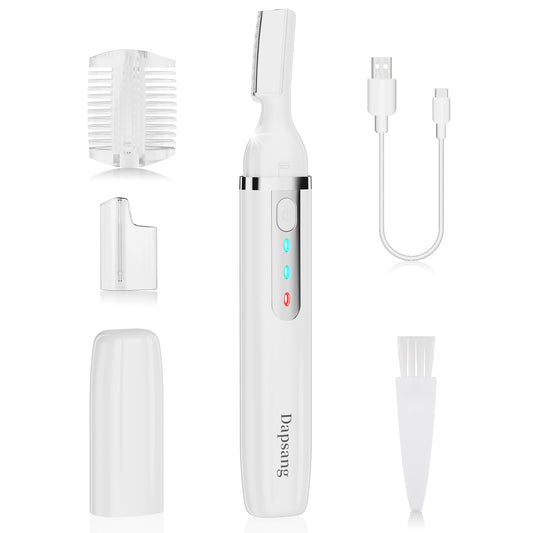 Cortadora de cejas, maquinilla de afeitar eléctrica de cejas para mujeres y hombres, recargable luz LED indolora, removedor de vello facial con cuchilla de repuesto para cara, labios, cuello, piernas
