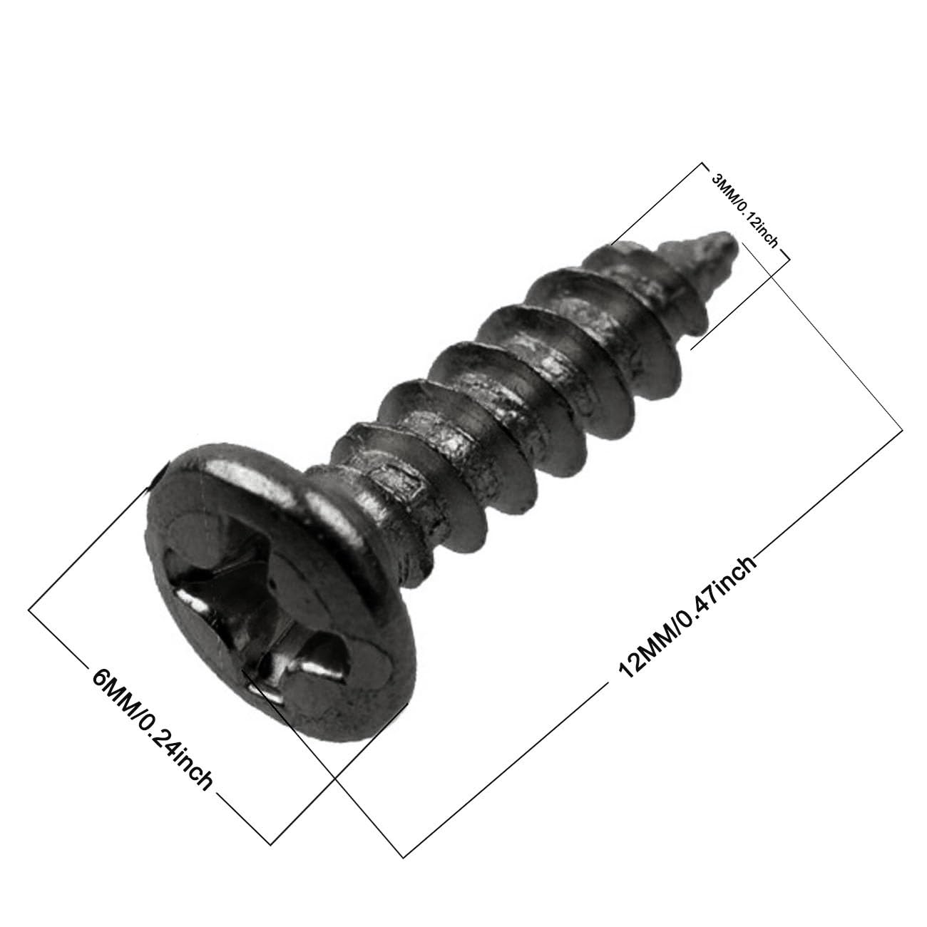 Tornillos de golpeador de bajo de 3 mm para guitarra eléctrica de 3 mm, tornillos de montaje para Fender Strat Tele TL Stratocaster Telecaster Gibson LP Les Paul SG (negro, 50 piezas)