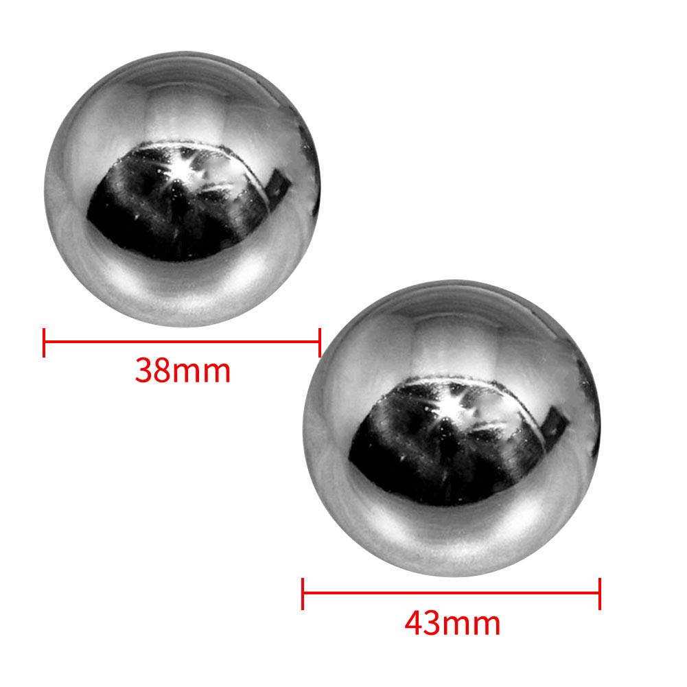 Denpetec 2 bolas de baoding, bolas de estrés chinas para ejercicio de salud con caja de meditación y masaje de mano (plata, diámetro de 1.7 pulgadas, color de caja al azar)