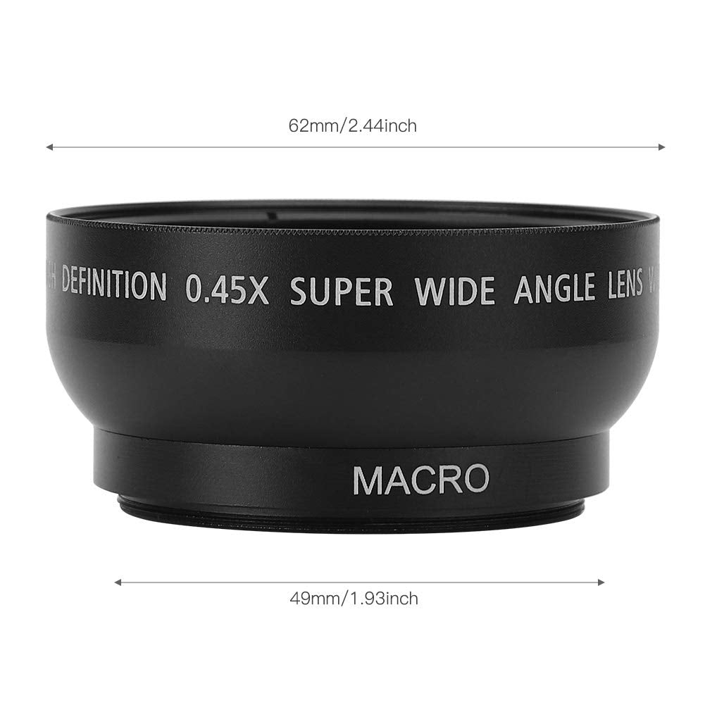 Bindpo Lente Gran Angular de 49mm, 0.45X Universal para Cámara con Montura F