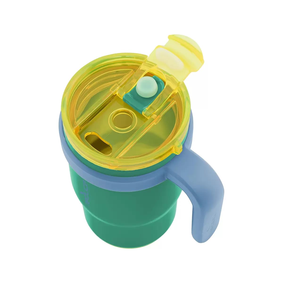 REDUCE - Vaso Coldee de 14 onzas con asa para niños (azul universitario/verde)