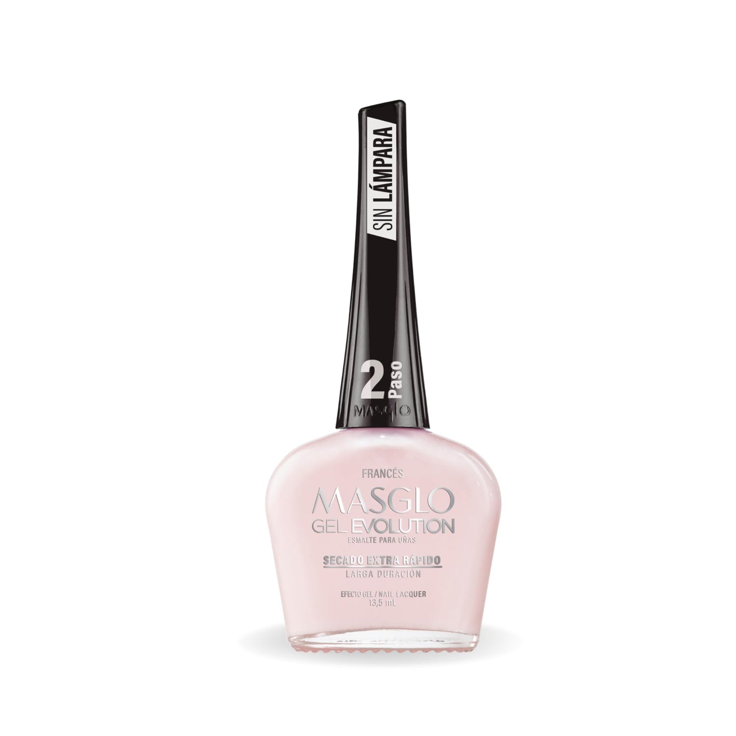 MASGLO- GEL EVOLUTION Esmalte de Uñas Efecto Gel, Sin Lámpara UV/Led, Duración Hasta 12 días,Tono-TIZA. (FRANCÉS)