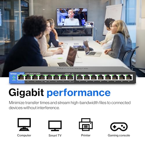Linksys Business 16-Port Network Switch (Unmanaged Gigabit Ethernet Switch/16-Port PoE Switch)