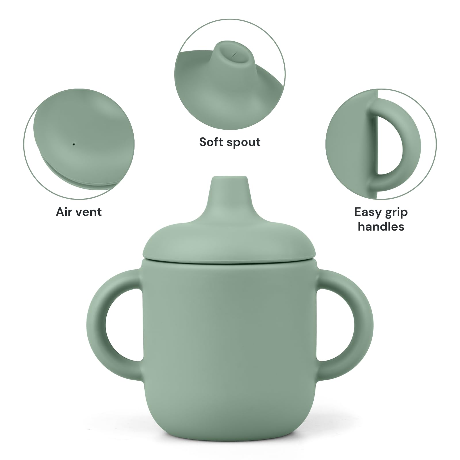 Nothomme - Vasos de silicona para bebes de 6 a 12 meses, paquete de 2 tazas de entrenamiento de silicona de grado alimenticio con pajitas y tapas, mango de agarre para destete LED de bebé, 6 onzas