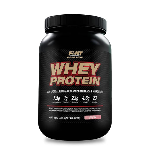 WHEY PROTEIN: Lactoalbúmina de suero de leche (FRESAS CON CREMA, 1,750gr