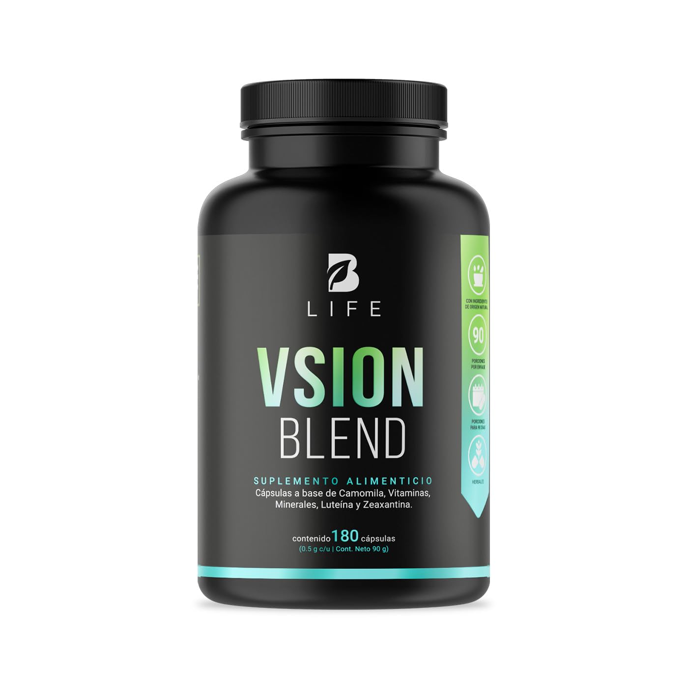 Camomila, Luteína y Zeaxantina de 180 Cápsulas 1000 mg por porción. Vitamina A, C, E y Zinc, Cobre. Ingredientes naturales. Vsion Blend B Life.