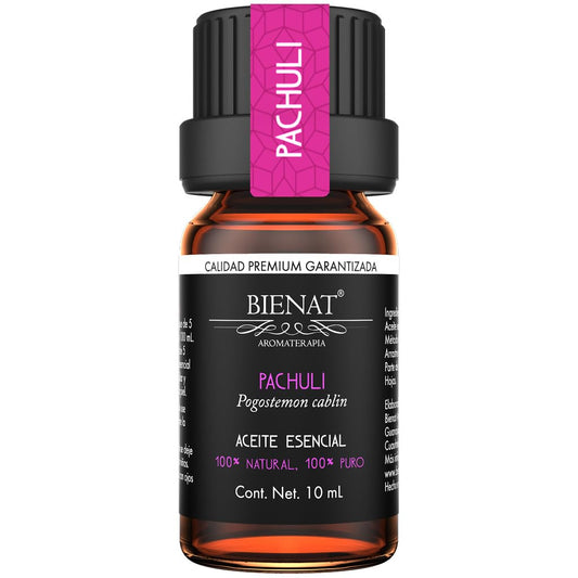 BIENAT AROMATERAPIA Aceite Esencial de Pachuli 10mL | 100% Puro y Concentrado | Ideal para Difusor de Aromas, Humidificador, Aromaterapia, Masajes, Meditación, Jabones y Velas | Esencia Natural en Gotas