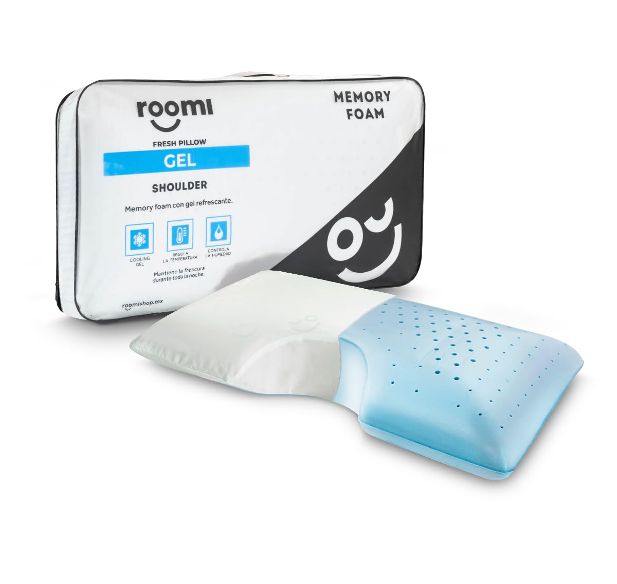 Almohada ROOMI Shoulder Memory Foam Gel Infusión Ultra Fresca Confort Medio Hipoalergénica