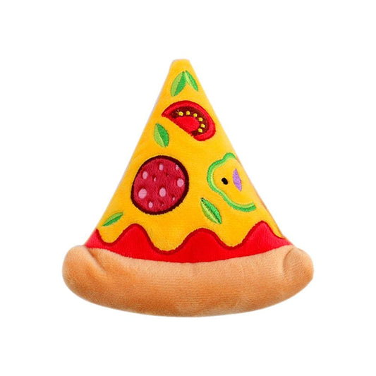 Maedack Juguetes para perros – Duradero, relleno, lindo juguete para masticar y buscar perros – hamburguesas, papas fritas, pizza, batidos (pizza)