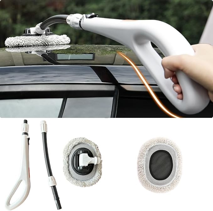 Cepillo para Lavar Carros, Kit de Limpieza para Auto, 55-120cm Barra de Limpieza, Retráctil y Giratorio, Cabezal de Cepillo Desmontable, Diseño Antideslizante, Disponible para Familias de Automóviles