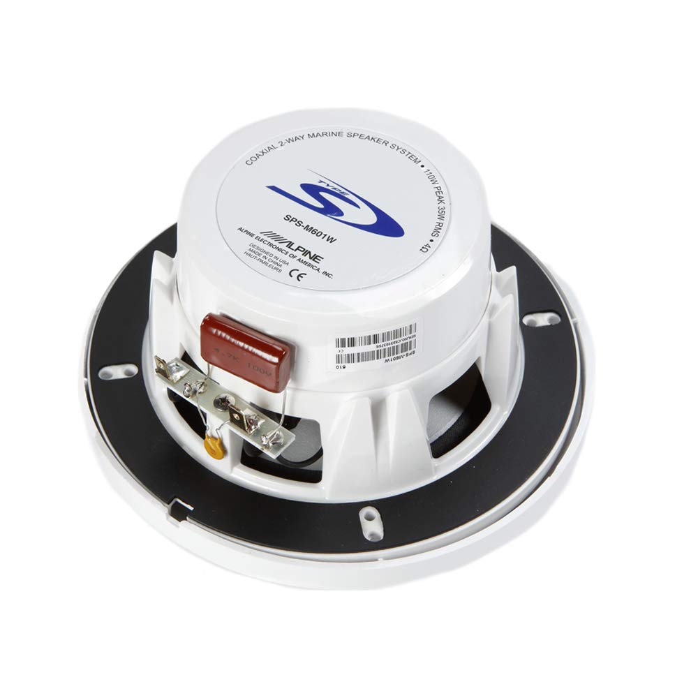 Bocinas Coaxiales Tipo-S Alpine 110W Blancas para Uso Marino