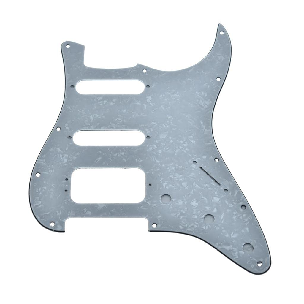 Dopro Golpeador de guitarra Strat HSS de 11 agujeros, 3 tripulaciones Humbucking para American FD Stratocaster White Pearl