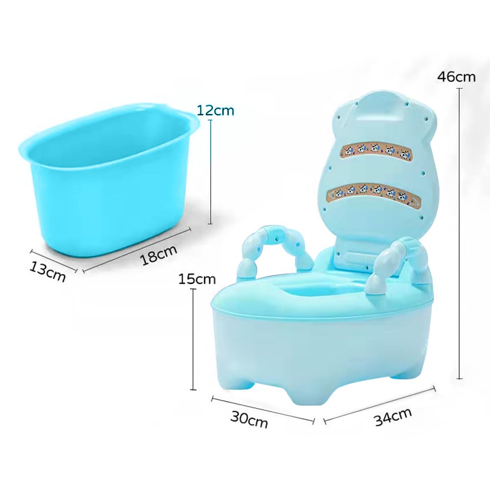 Fishlead Baño de Entrenamiento para Bebe, Asiento Entrenador para Baño Niño, Bacinica de Vaquita para Etapa de Desarrollo Infantil, Escusado con Asiento Acolchonado y Tapa, 1 Count (Azul)