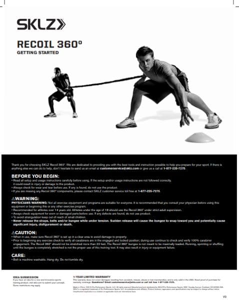 Entrenador Dinámico de Resistencia SKLZ Recoil 360 Multideporte con Bungee