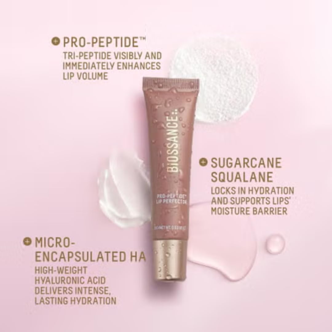 Biossance Pro-Peptide Lip Perfector Cosmic Cocoa – Bálsamo Labial Hidratante con Péptidos, Volumen Natural y Acabado Luminoso