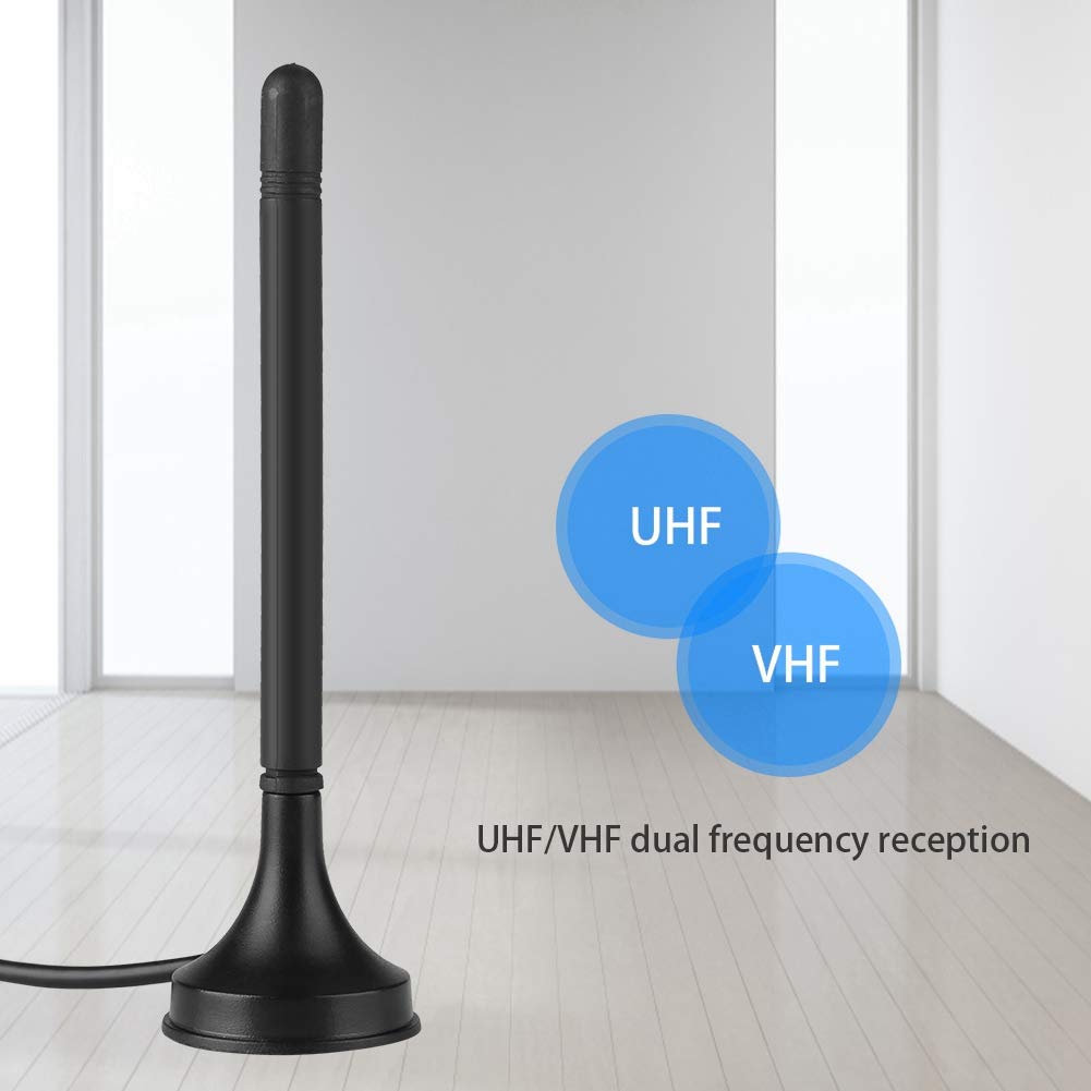Bewinner1 Antena de TV Digital con Atracción Magnética y Recepción Doble Frecuencia UHF/VHF