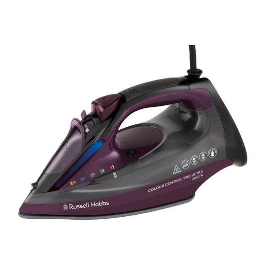 Russell Hobbs Plancha de vapor, suela antiadherente de cerámica, 195 g, vapor variable de 50 g, depósito de agua de 380 ml, autolimpieza, función antical y antigoteo, luz de control de color, 2800 W,