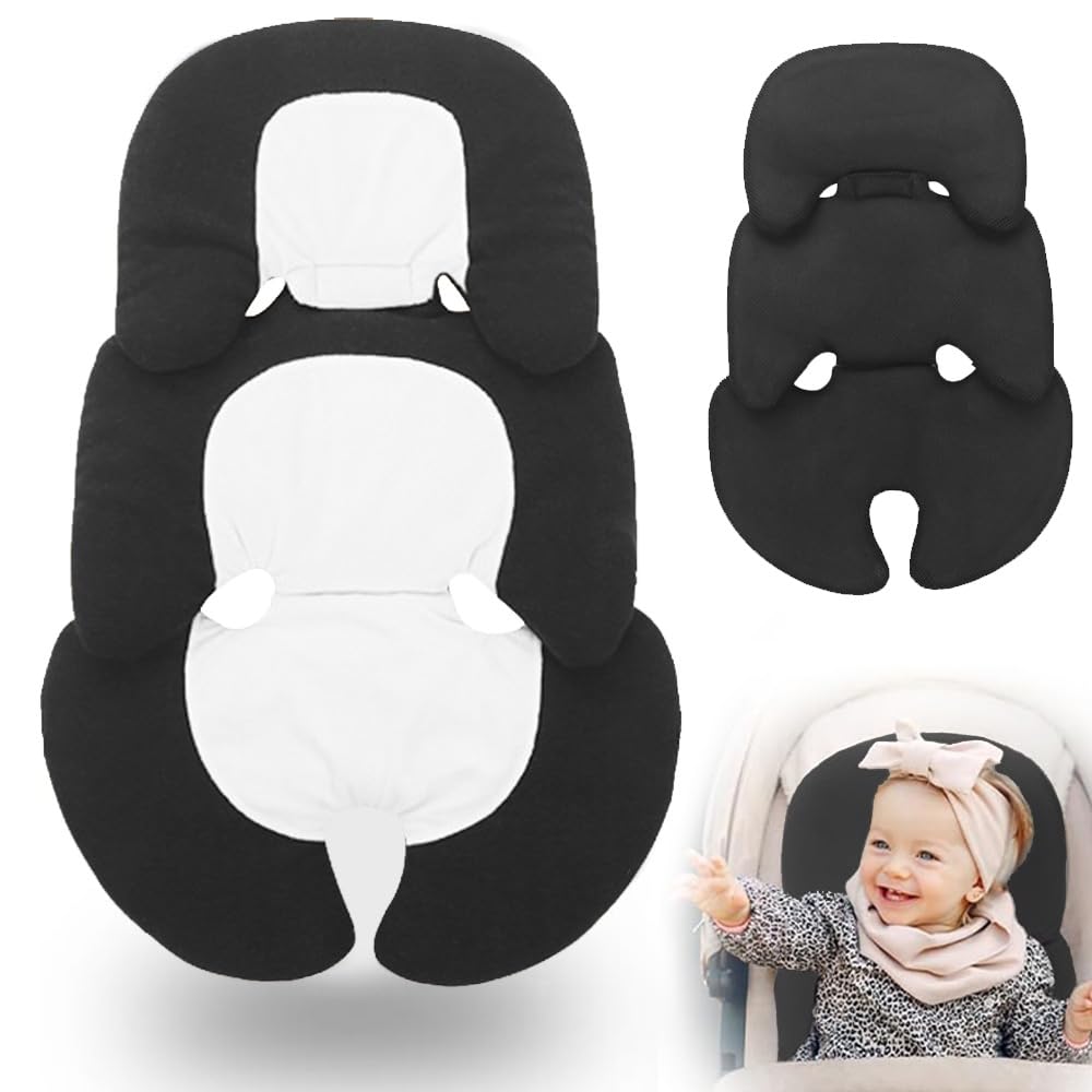 Reductor de silla de bebé, Cojín para Coche de Bebé, Diseño de doble cara para todo Año, transpirable y absorbe Sudor, soporte cómodo, Mayoría de los portadores, asientos, cochecitos adecuados.(Negro）
