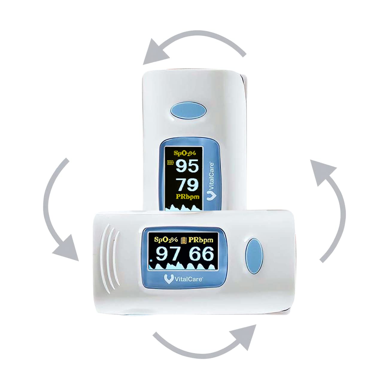 Oxímetro de Pulso VitalCare YX302 OLED 4 Direcciones Curva Pletismográfica Preciso Rápido Adultos Niños