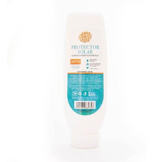 Protector Solar Lenico SPF 50 con Caléndula y Aloe Vera Resistente al Agua Hidratante Ligero para Todo Tipo de Piel