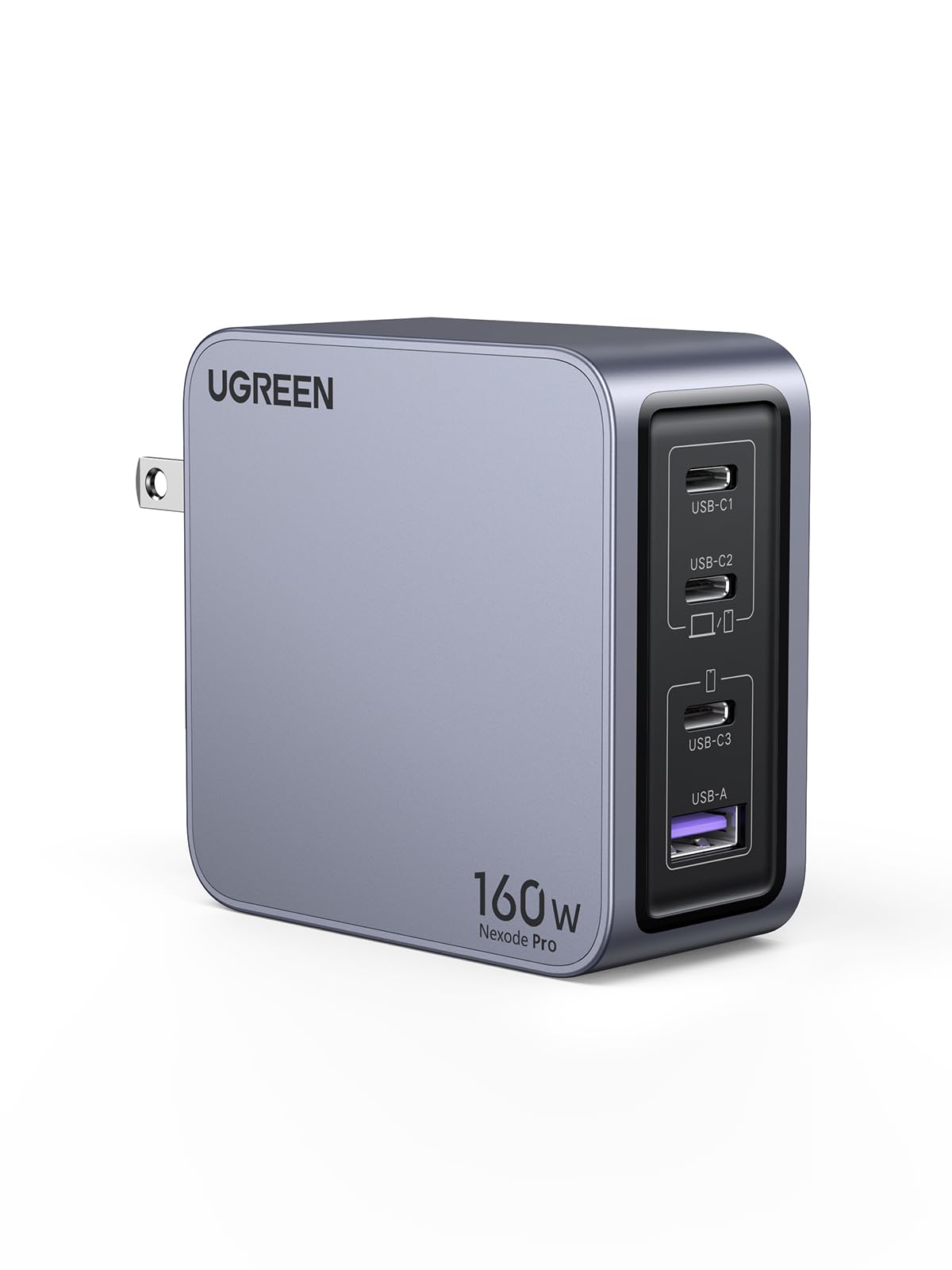 Cargador Tipo C UGREEN Nexode Pro 160W Negro PPS GAN de Pared 4 Puertos para iPad, iPhone y Galaxy