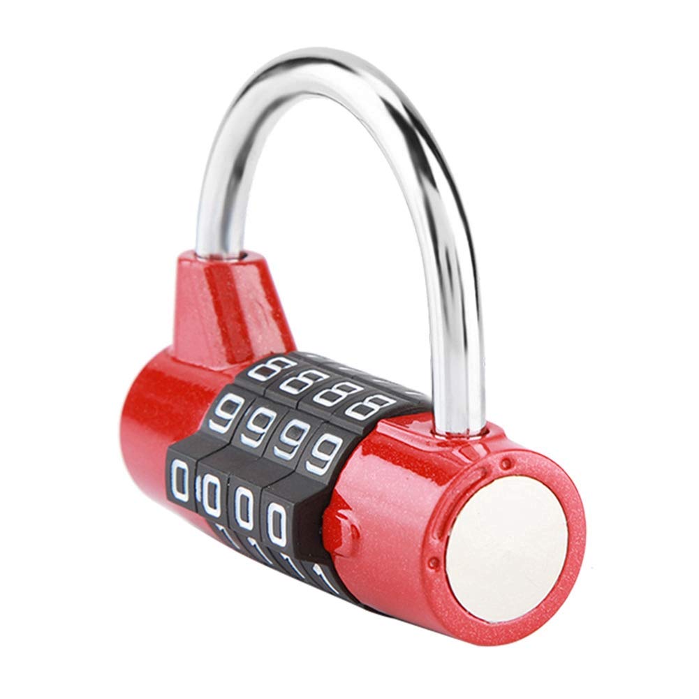 Candado de combinación con 4 números de marcado, gabinete de casa Caja de viaje Gimnasio Locker Código de seguridad Bloqueo(Red)