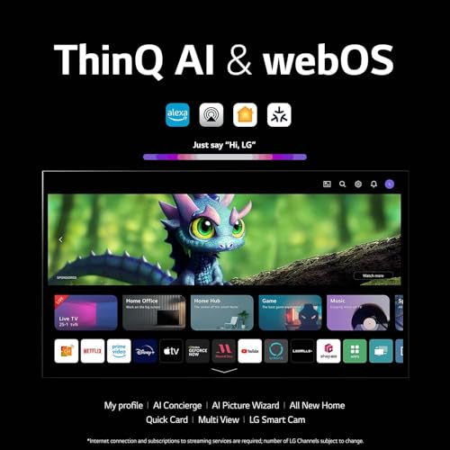LG G3 Series 65 Pulgadas Clase OLED EVO 4K Procesador Smart TV de visualización Plana para Juegos con Magic Remote AI-Powered Gallery Edition OLED65G3PUA, 2023 con Alexa Incorporado