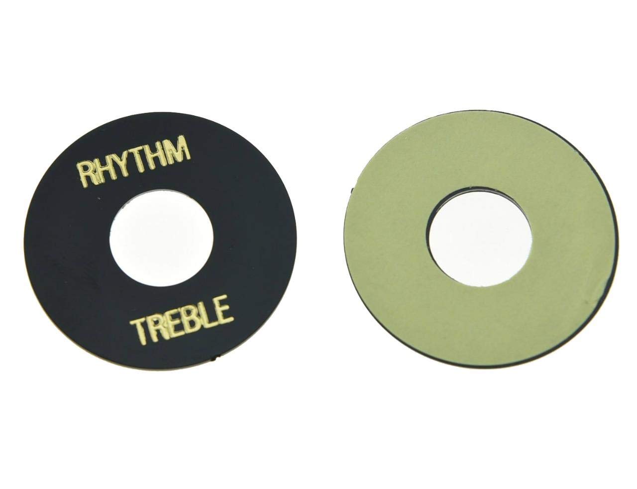KAISH 2 piezas de color negro con letra dorada LP interruptor de palanca de guitarra placa de arandela de ritmo agudos para Les Paul