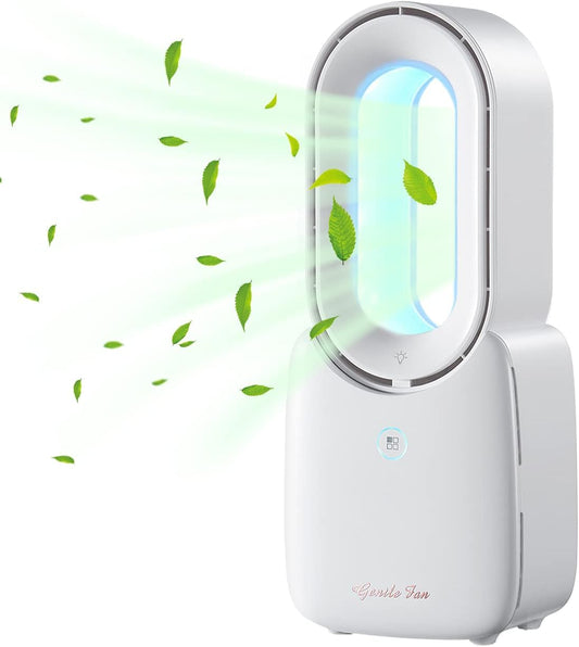 Ventilador Portátil sin Aspas 11.8 Pulgadas Multicolor de Control Táctil Silencioso para el Hogar, Oficina y Dormitorio