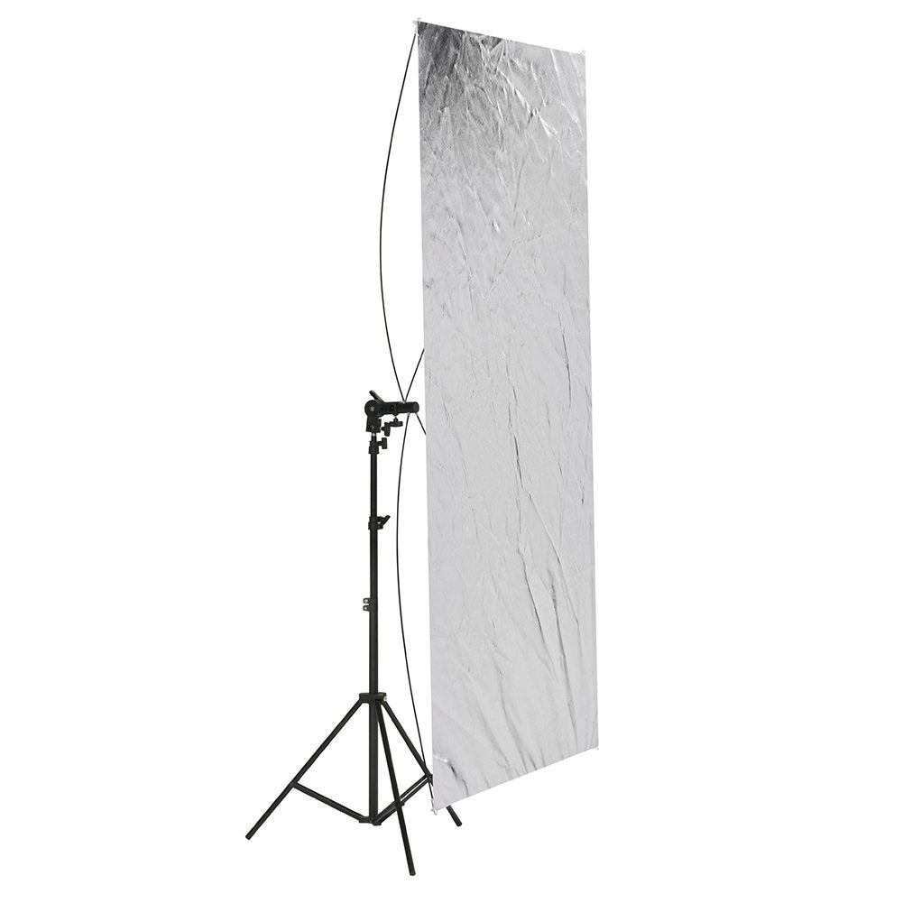 Neewer Reflector de 90x180 Centímetros Foto Estudio Dorado/Plata y Negro/Blanco Panel Plano Ligero con Soporte Bracket de 360 Degrados Giratorio y Funda