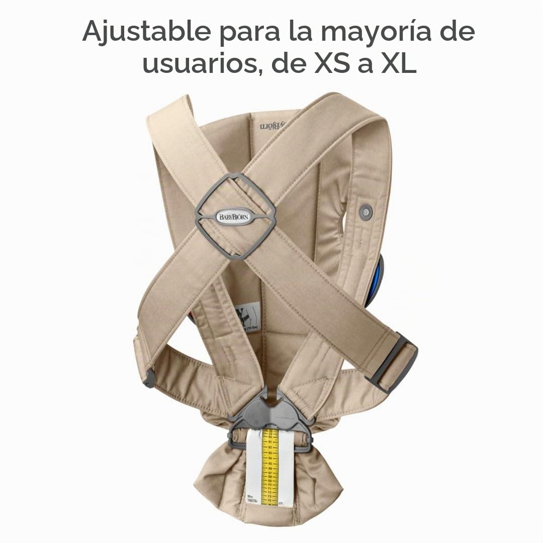 BabyBjörn Canguro Portabebé Mini, Beige, Woven | Para recién nacidos, de 0 a 12 meses (3.2–11 kg), ergonómico y fácil de usar