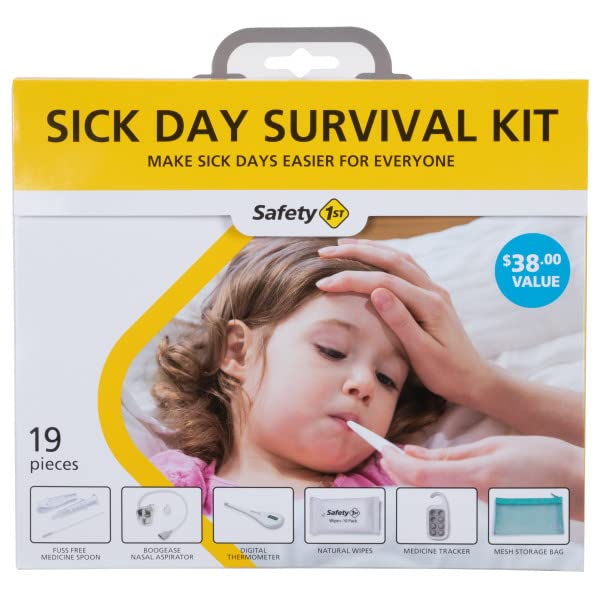 Kit de supervivencia para el primer día de enfermedad, BoogEase Aspirador nasal con 2 tamaños de punta de nariz, color gris Blanco