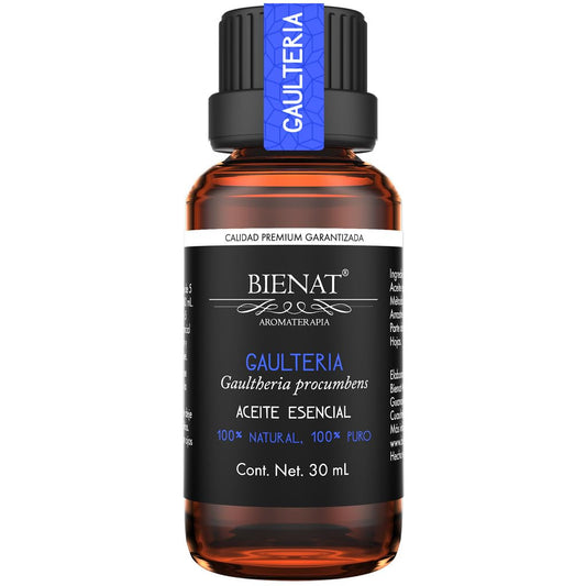BIENAT AROMATERAPIA Aceite Esencial de Gaulteria 30mL | 100% Puro y Concentrado | Ideal para Difusor de Aromas, Humidificador, Aromaterapia, Masajes, Meditación, Jabones y Velas | Esencia Natural en Gotas