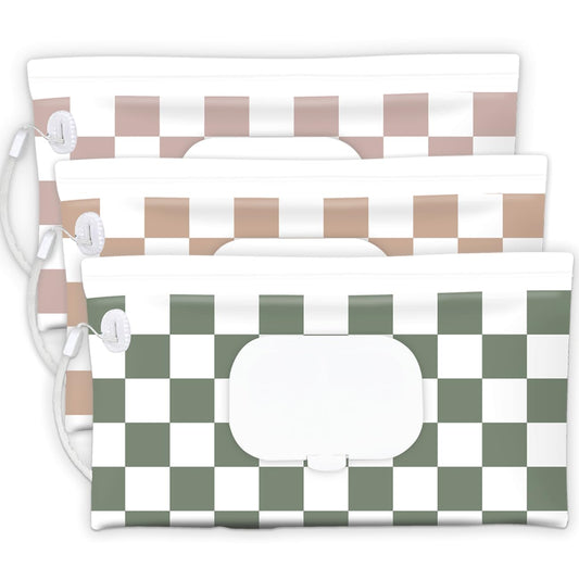 cephira - Soporte para toallitas para bebé, paquete de 3 dispensadores portátiles recargables, impermeable y a prueba de polvo, funda de toallitas de viaje para bebé, contenedor reutilizable para