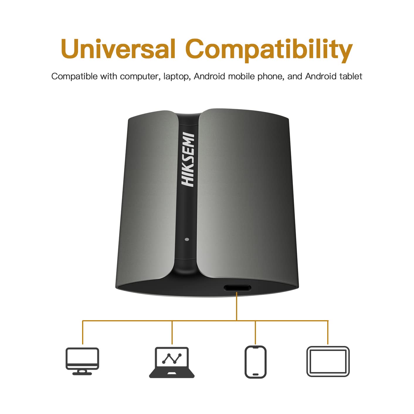 HIKSEMI T300S, SSD Externo Portátil, 1TB, Lectura: 560MB/s, USB 3.2 Tipo C, Compatible con Win/Mac/Android 4.0 para Arriba, Resistente a Caídas y Golpes