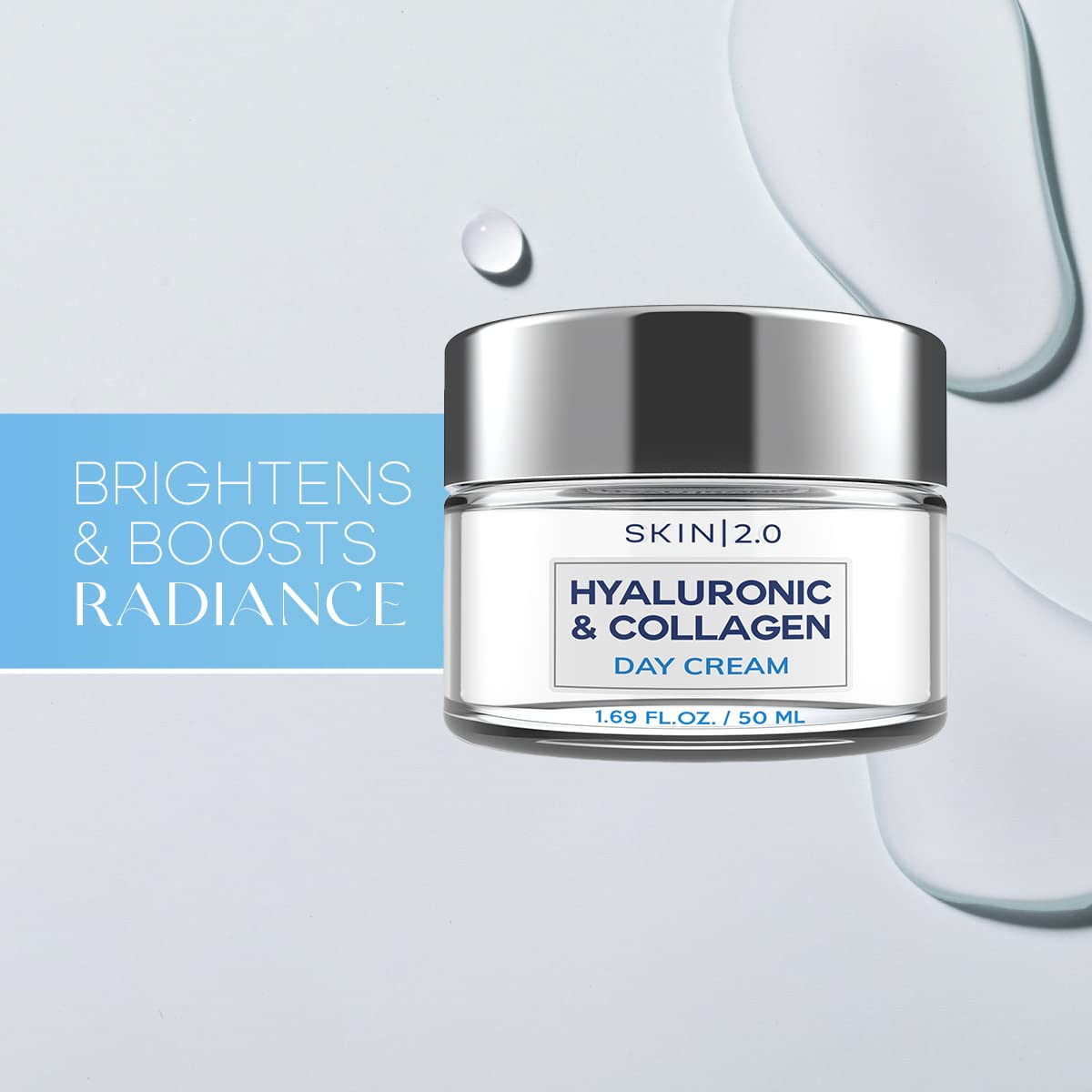 Skin 2.0-Hidratante facial con ácido hialurónico y colágeno: probado por dermatólogos, antienvejecimiento, restaura la elasticidad, hidratante, belleza limpia, sin crueldad animal.