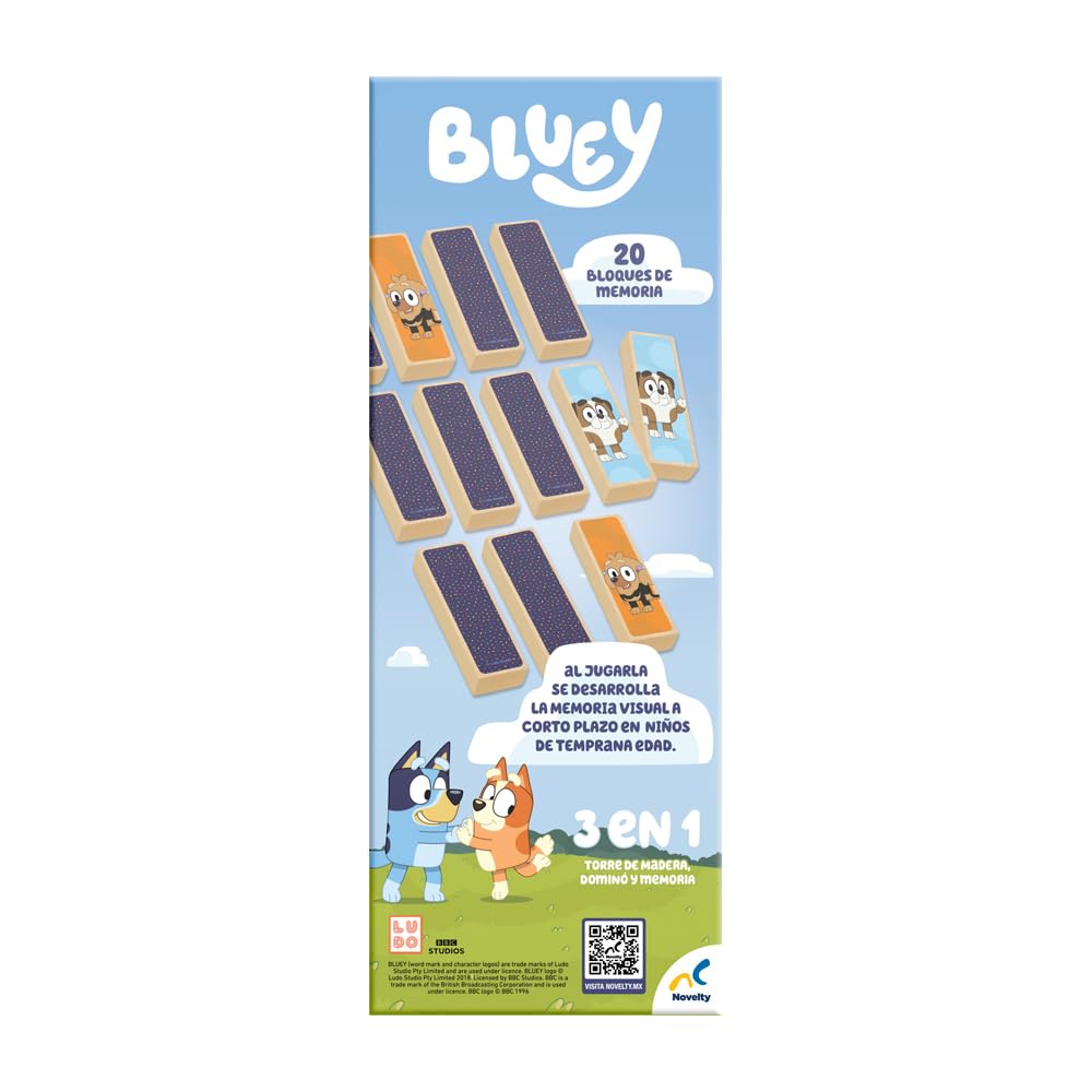 Juego De Torre De Madera Novelty Bluey 3 En 1
