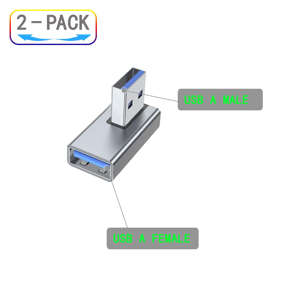 Adaptador USB 3.0 ZJKJHJY Negro con Diseño de Ángulo Recto de 90 Grados